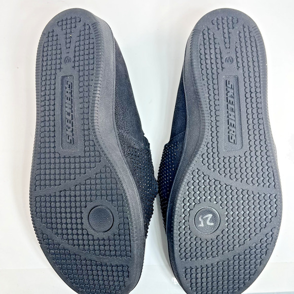 Skechers Wide Fit Slip On Shoes Black Bow Air Cooled Memory Foam Women 8.5 - Picture 2 of 5